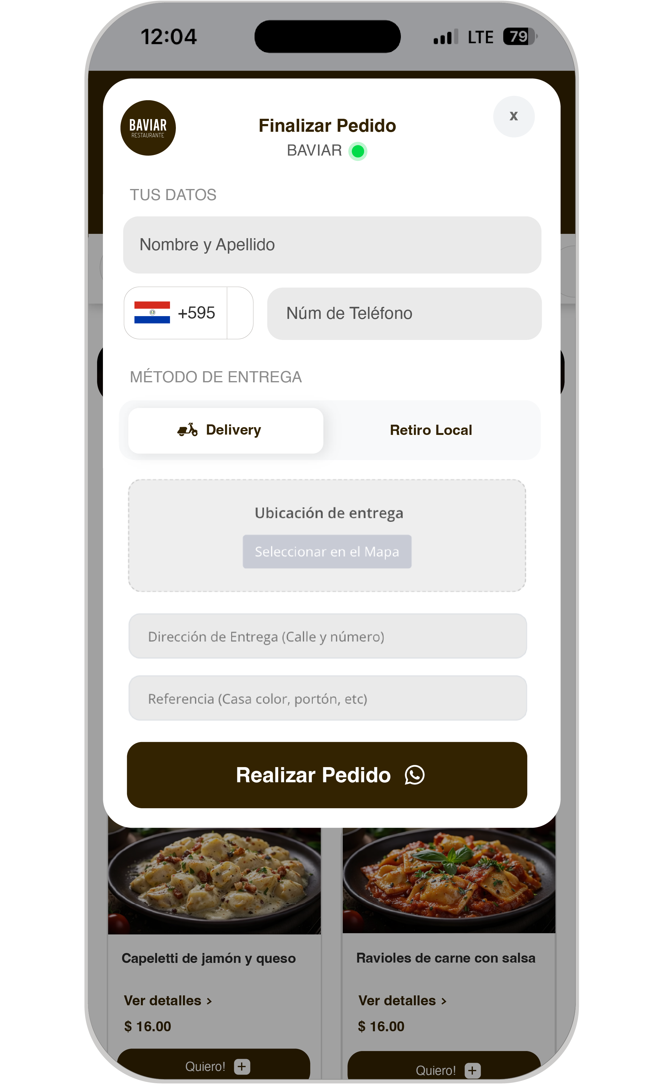 Paso 2: Cliente marcando su ubicación en Google Maps